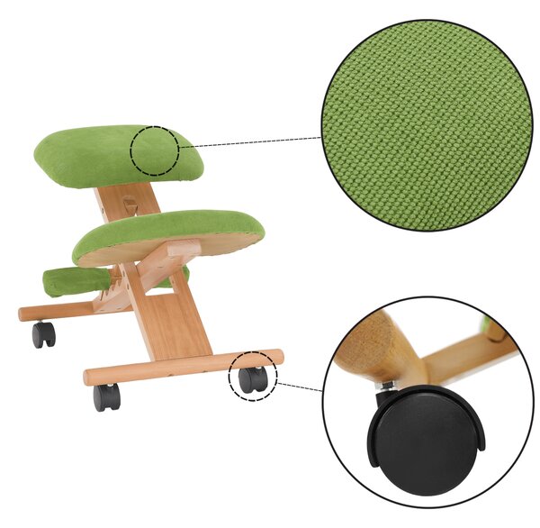 KONDELA Ergonomická klekačka, zelená / buk, GROCO