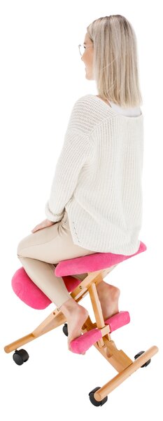 KONDELA Ergonomická klekačka, růžová / buk, GROCO