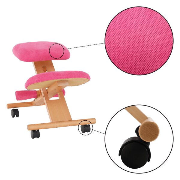 KONDELA Ergonomická klekačka, růžová / buk, GROCO