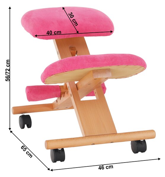 KONDELA Ergonomická klekačka, růžová / buk, GROCO