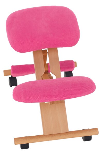 KONDELA Ergonomická klekačka, růžová / buk, GROCO