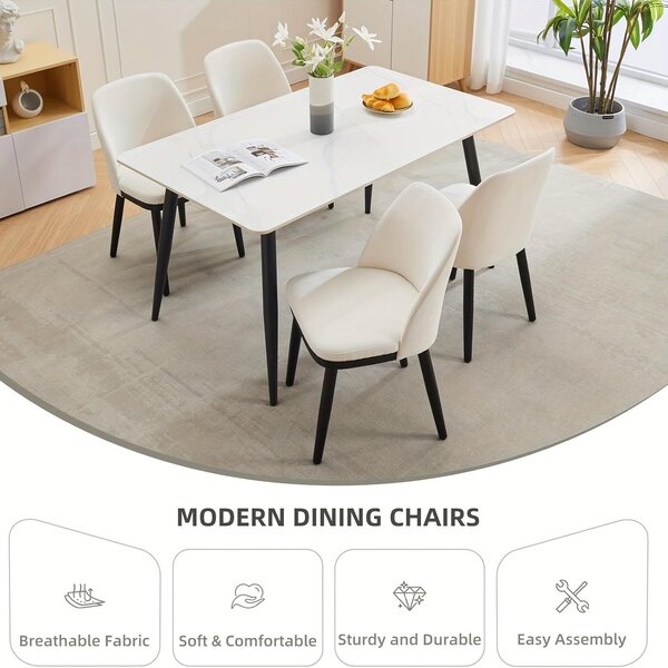 Jídelní židle - Židle - Kuchyňské židle - Sada 2 kusů - Béžová barva - Moderní design - Silné pěnové polstrování