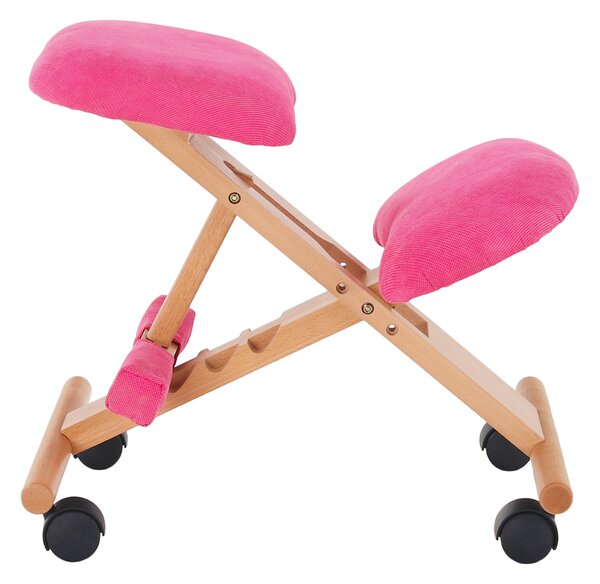 KONDELA Ergonomická klekačka, růžová / buk, GROCO