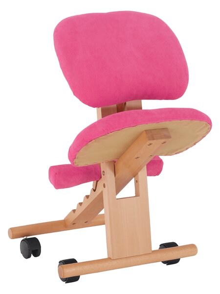KONDELA Ergonomická klekačka, růžová / buk, GROCO