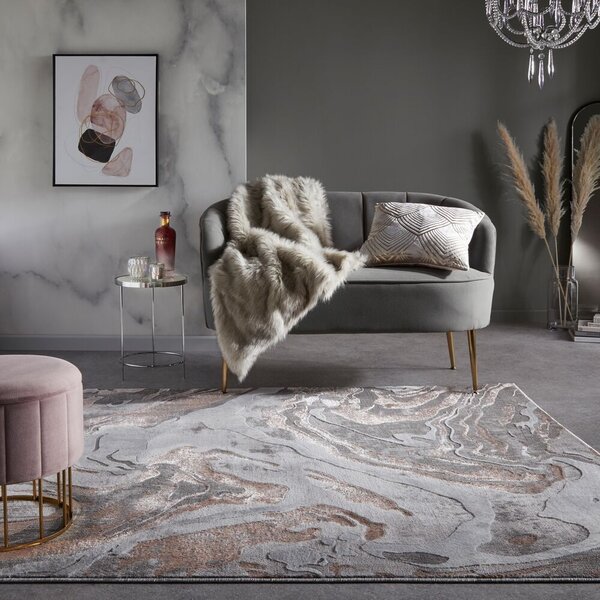 Flair Rugs, Kusový koberec Eris Marbled Blush, 80x150, růžová, ložnice