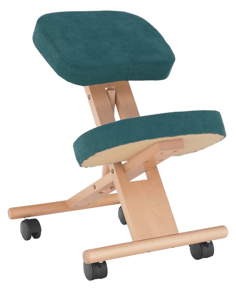 KONDELA Ergonomická klekačka, petrolejová / buk, FLONET