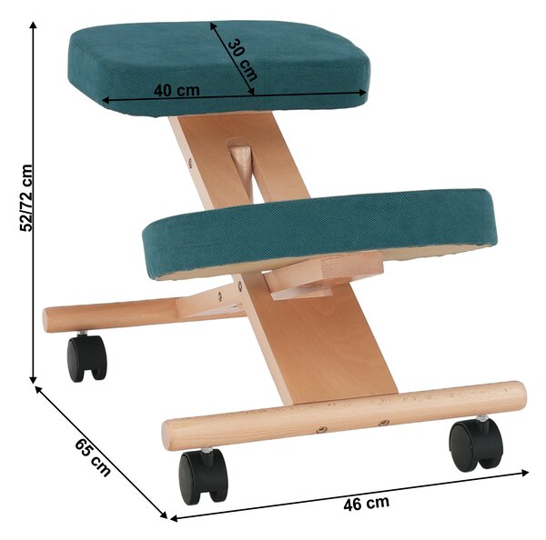 KONDELA Ergonomická klekačka, petrolejová / buk, FLONET