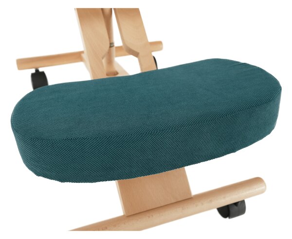 KONDELA Ergonomická klekačka, petrolejová / buk, FLONET