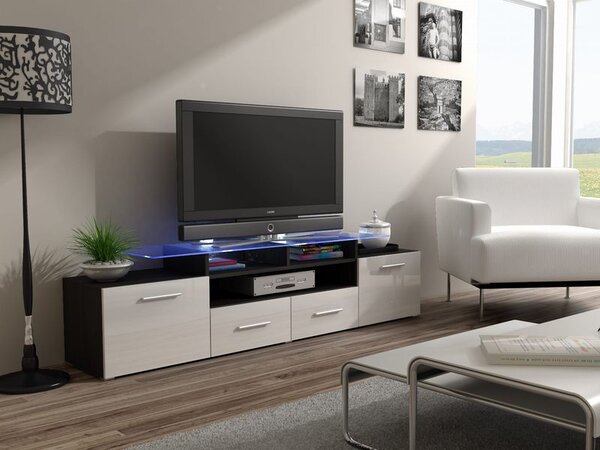 Televizní stolek EVA - wenge/bílý lesklý