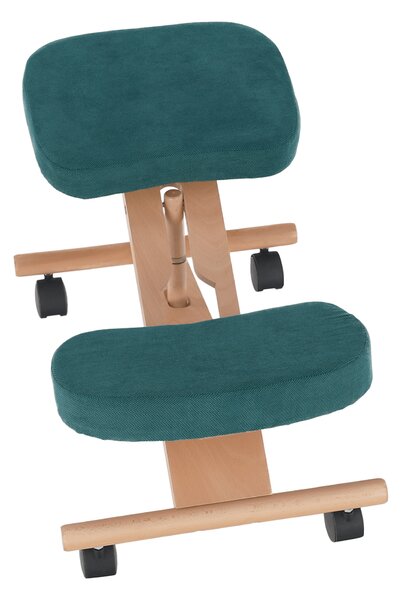 KONDELA Ergonomická klekačka, petrolejová / buk, FLONET