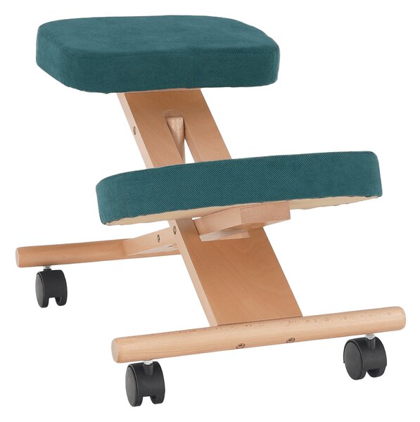 KONDELA Ergonomická klekačka, petrolejová / buk, FLONET