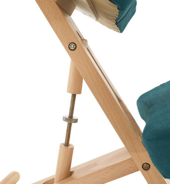 KONDELA Ergonomická klekačka, petrolejová / buk, FLONET