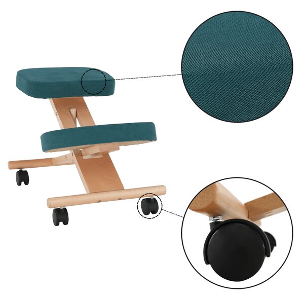 KONDELA Ergonomická klekačka, petrolejová / buk, FLONET