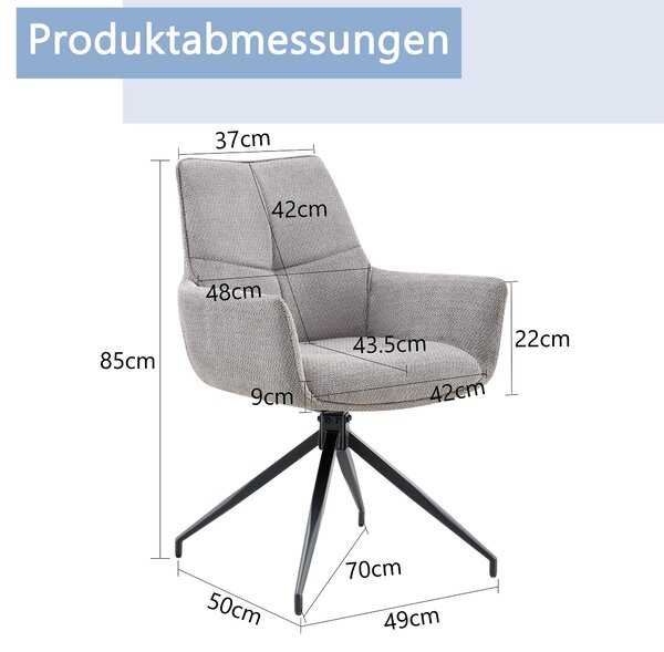 Sada dvou otočných židlí, potahová látka, kovové nohy, otočné o 360°, prodyšné (černá, šedá)