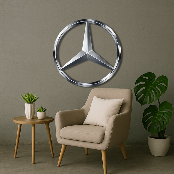 Dřevěný obraz s UV potiskem - Mercedes-Benz - logo