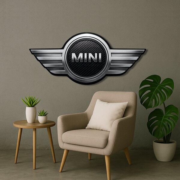 Dřevěný obraz s UV potiskem - Mini Cooper - logo