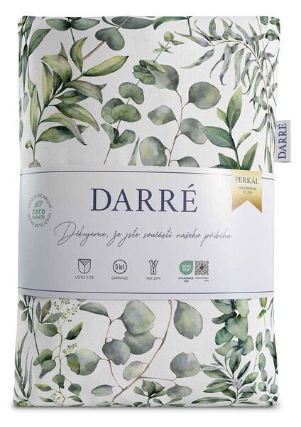 DARRÉ Perkálové bavlněné povlečení Listy eukalyptu Velikost: 140 x 200 + 70 x 90