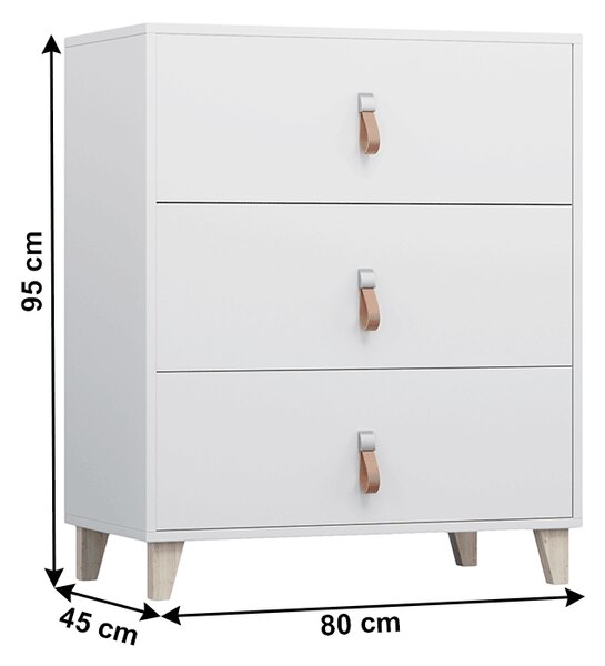 KONDELA Komoda, bílá, ABS hrany, FIERA 3S