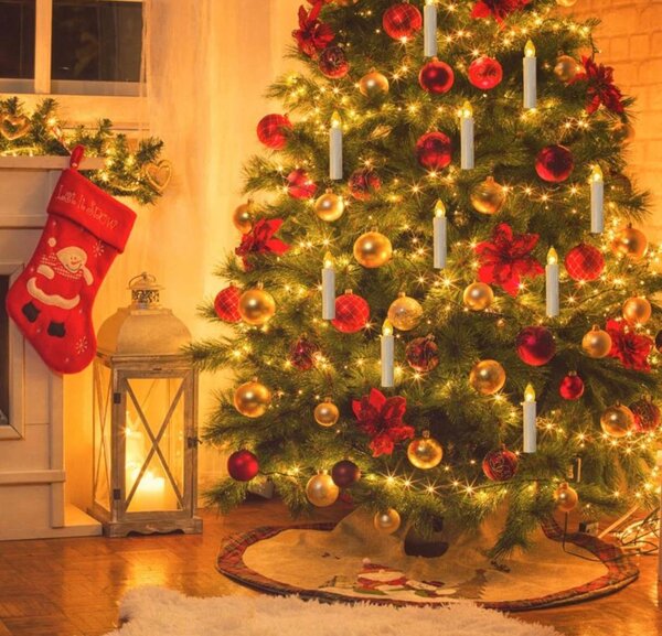 Vánoční LED světelné svíčky na stromeček – 20 ks, napájení do zásuvky, IP44
