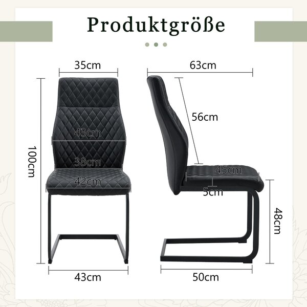 Sada dvou jídelních židlí, vzor diamantů, vysoké opěradlo, polstrování sedáku, kovový rám (černá barva)