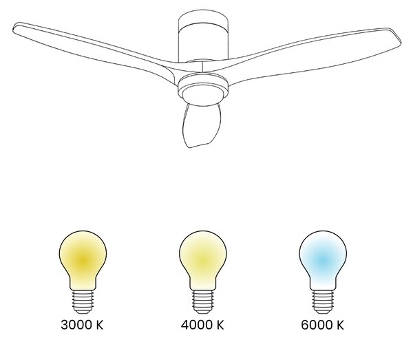 Stropní ventilátor se světlem PIAYE s dálkovým ovládáním LED Hnědá
