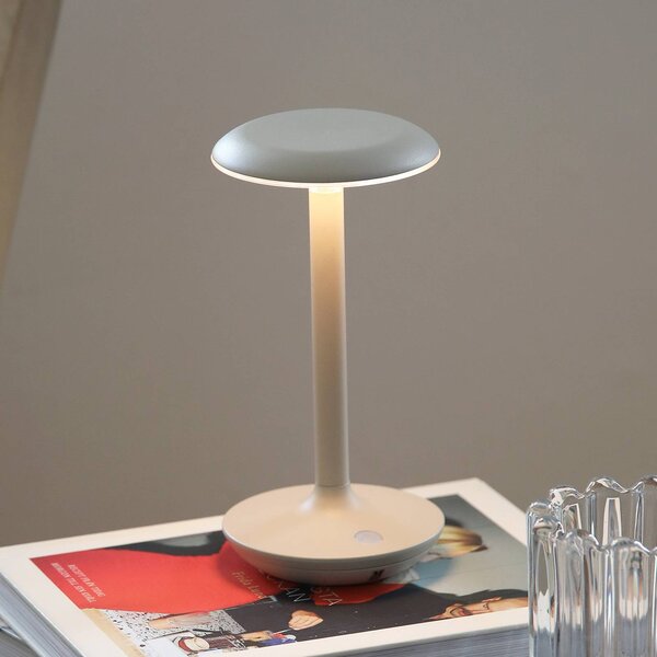 Markslöjd LED stolní lampa Petit, greige, hliník, IP44, stmívatelný, Krémová / jantar, Hliník, Moderní