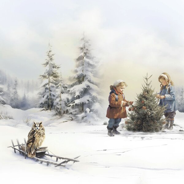 DARRÉ Perkálové bavlněné povlečení Vánoce v přírodě Velikost: 220 x 200 + 2 x 70 x 90