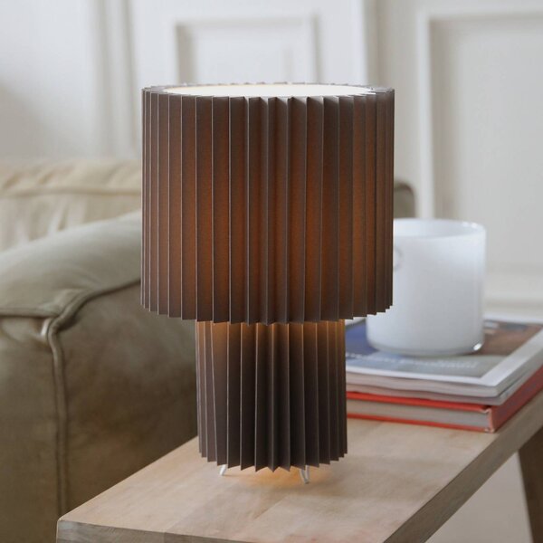 Markslöjd stolní lampa Catis, šedá, výška 32 cm, textil, E27, Hliník / šedá / zinek, Obývací pokoj / jídelna, Plast, Moderní