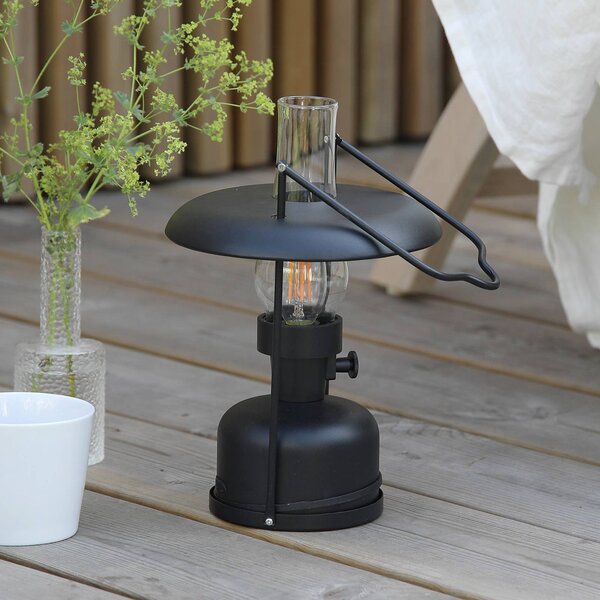 Markslöjd LED stolní lampa na akumulátor Fanos, černá, stmívatelná, IP44, stmívatelný, Černá, Obývací pokoj / jídelna, kov, Starožitný
