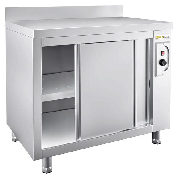 Nízká, nerezová, vyhřívaná skříňka, rozměry 1200 x 700 mm, kvalitní provedení – GOLDINOX