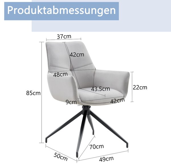 Sada dvou otočných židlí, potahová látka, kovové nohy, otočné o 360°, prodyšné (černá, světle šedá)