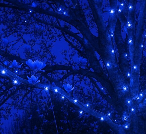 Venkovní LED vánoční řetěz, modrá, 10m, 500 LED, stálé svícení, propojovatelný