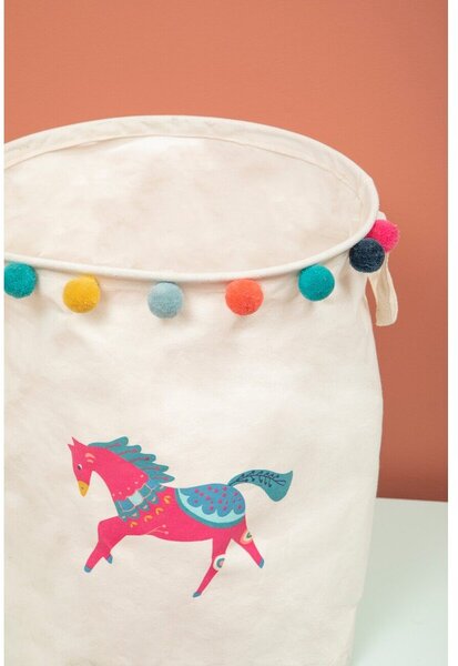 Bílý látkový dětský koš na hračky ø 38x48 cm Mimo Eclectic Horse – Premier Housewares