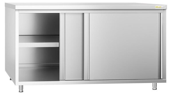 Nízká skříňka z nerezové oceli, rozměry 2000 x 800 mm, PREMIUM – GOLDINOX