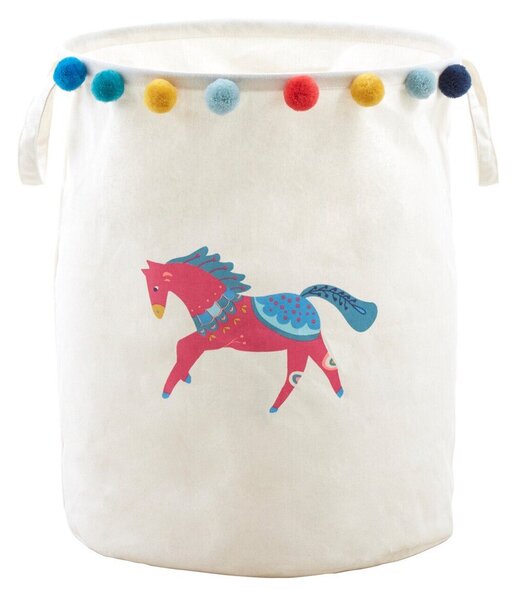 Bílý látkový dětský koš na hračky ø 38x48 cm Mimo Eclectic Horse – Premier Housewares