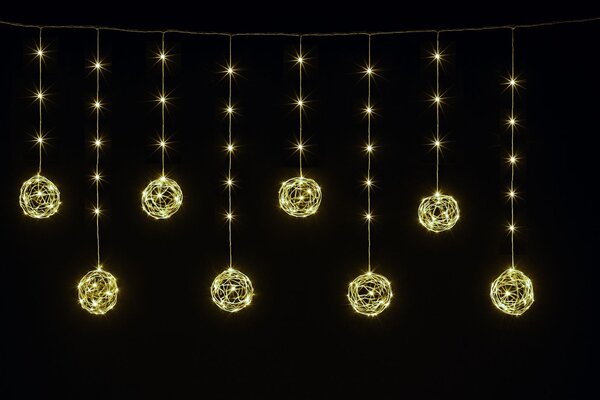 Vánoční světelný závěs s 8 zářivými koulemi z mikro řetězu, 3m, 156 LED, různé barvy na výběr Barva: Fialová