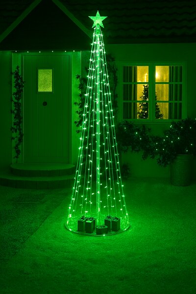 Venkovní vánoční světelný kužel, 2m vysoký, 480 LED diod, bílá konstrukce, různé barvy na výběr Barva: Studená bílá