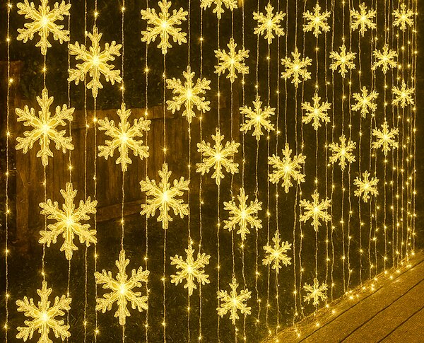Vánoční LED závěs s 160 sněhovými vločkami, 3m, více barevných variant Barva: Teplá bílá