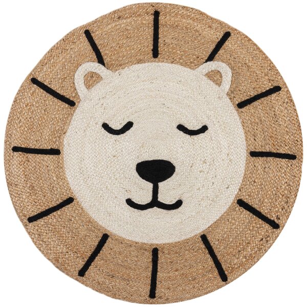 Flair Rugs, Dětský koberec Jute Kids Lion Natural, 100x100 (průměr) kruh, béžová, dětský pokoj