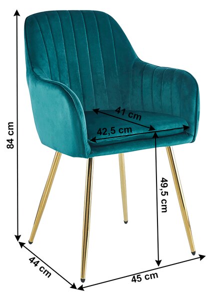 KONDELA Designové křeslo, smaragdová Velvet látka / gold chrom-zlatý, ADLAM