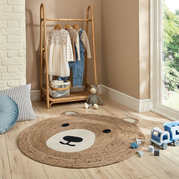 Flair Rugs AKCE: 100x100 (průměr) kruh cm Dětský koberec Jute Kids Bear Natural - 100x100 (průměr) kruh cm
