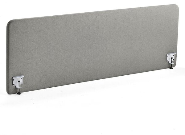 AJ Produkty Stolový paraván ZONE, bílé svorky, 2000X650x36 mm, potah Rivet, stříbrnošedá