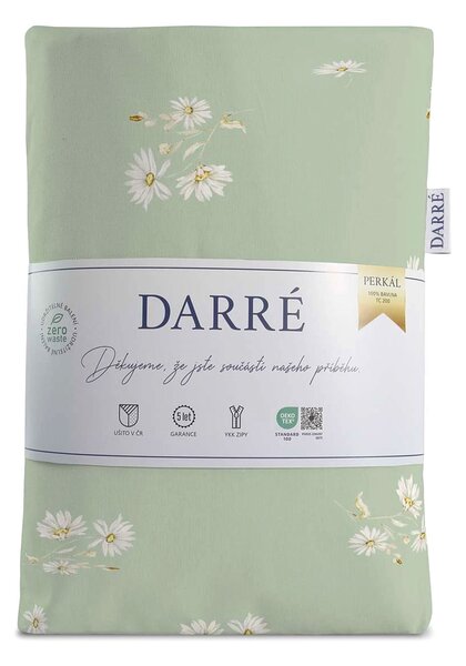 DARRÉ Perkálové bavlněné povlečení Sedmikrásky - zelené Velikost: 140 x 200 + 70 x 90