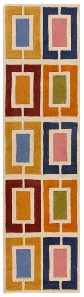 Flair Rugs, Ručně všívaný běhoun Illusion Retro Blocks Multi, 60x230, vícebarevná, dětský pokoj