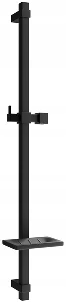 Sprchová kovová tyč s držákem na ruční sprchu a mýdlo MEXEN DQ - 80 cm - černá matná, 79381-70