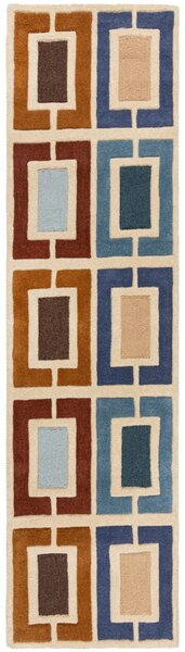 Flair Rugs, Ručně všívaný běhoun Illusion Retro Blocks Blue/Multi, 60x230, vícebarevná, ložnice