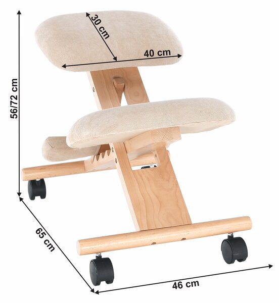 KONDELA Ergonomická klekačka, krémová/buk, GROCO