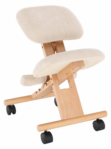 KONDELA Ergonomická klekačka, krémová/buk, GROCO