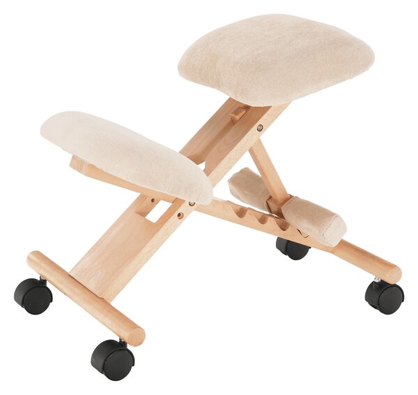 KONDELA Ergonomická klekačka, krémová/buk, GROCO