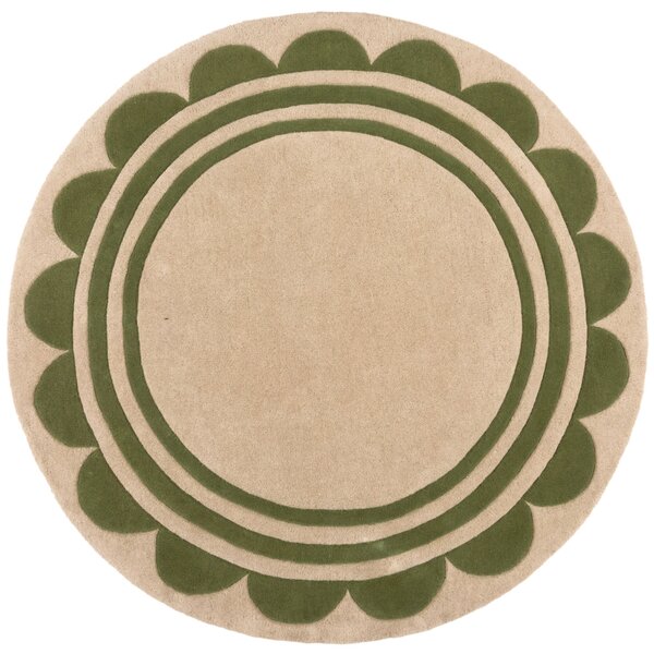 Flair Rugs, Ručně všívaný kusový koberec Lois Scallop Green kruh, 120x120 (průměr) kruh, zelená, chodba / předsíň